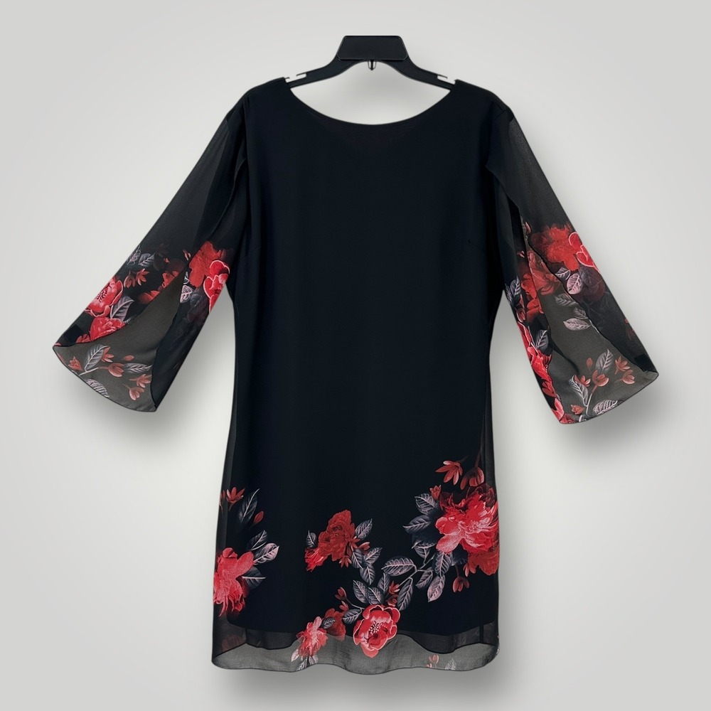 Grace Karin Dress Womens Large Floralโ Bell Sleeve Sheer Chiffon Elegant NEW